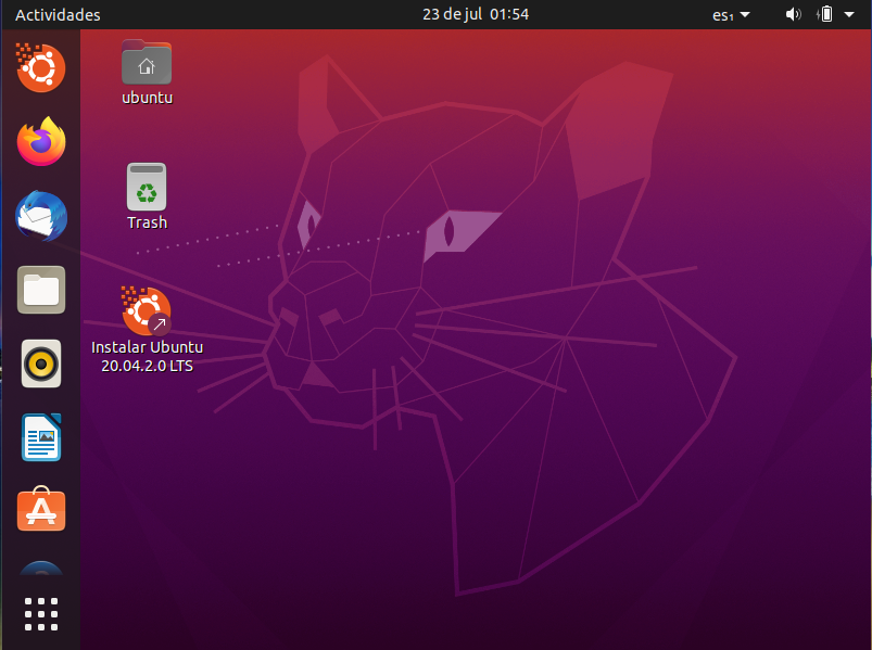 Sistema operativo GNU Linux Ubuntu 20.04: Proceso de instalación: Probando el SO