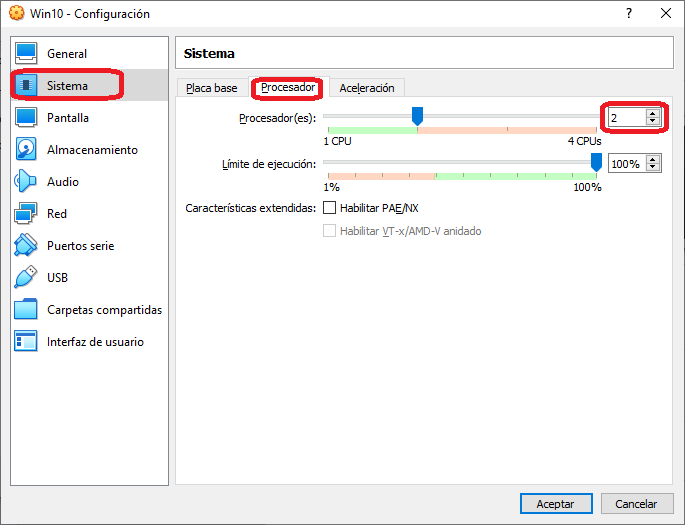 VirtualBox: Screen Options of a virtual machine