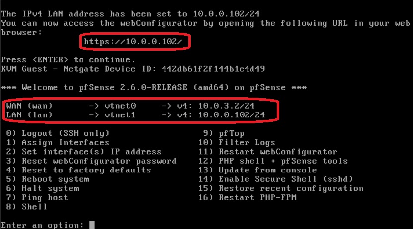 LAN interface connected