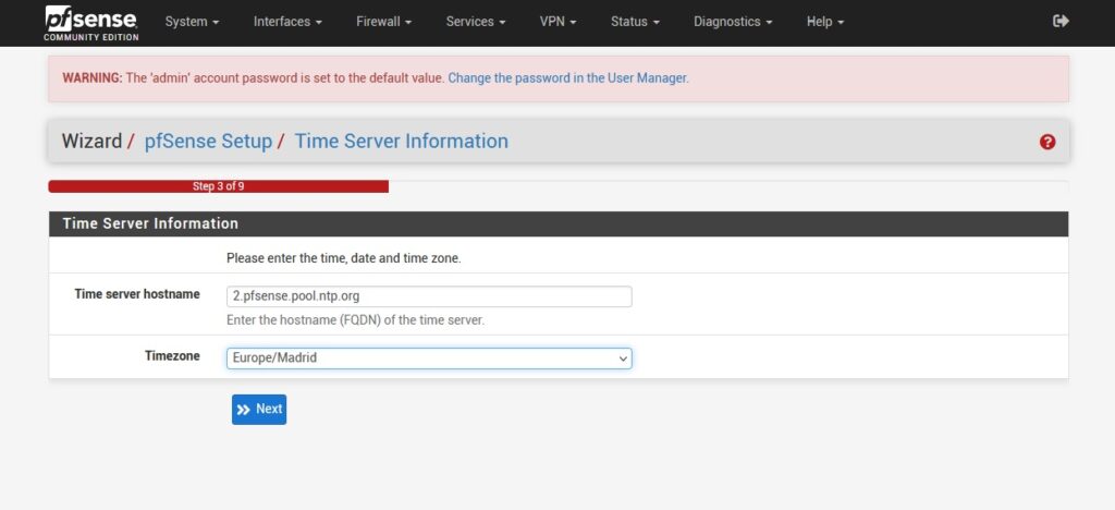 pfSense Setup: Time Server Information