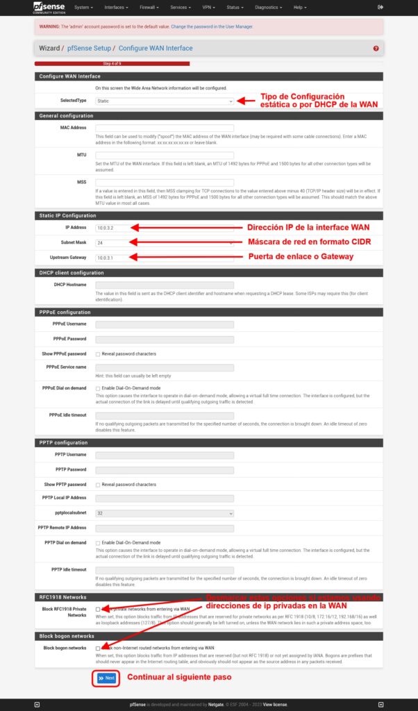 pfSense Setup: Configure WAN Interface