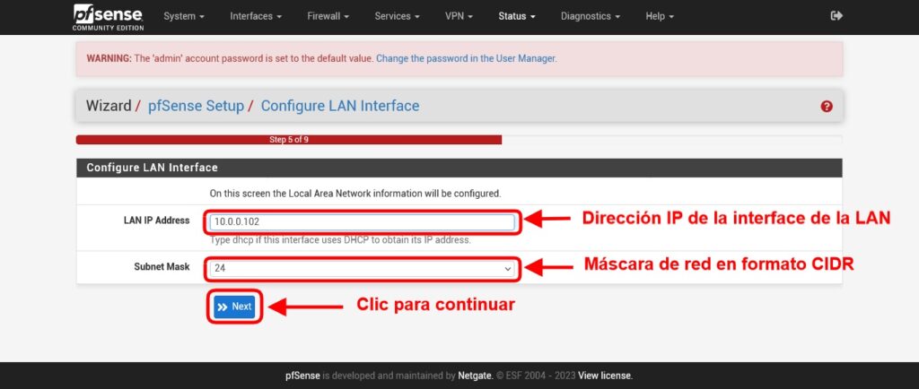 pfSense Setup: Configure LAN Interface