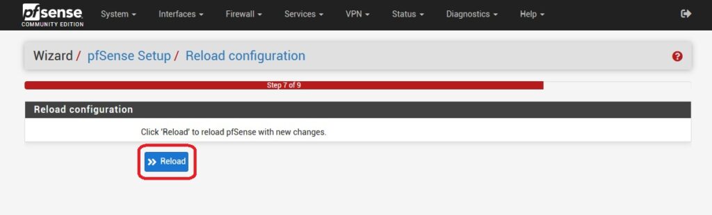 pfSense Setup: Reload configuration