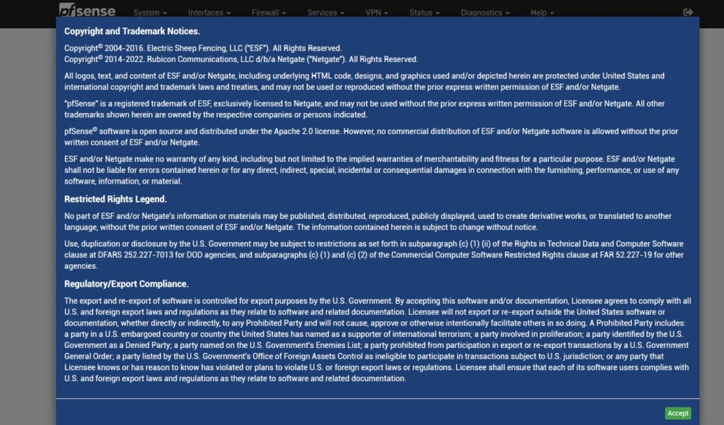 pfSense: Legal information