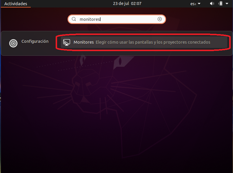 Sistema operativo GNU Linux Ubuntu 20.04: Proceso de instalación: Monitores