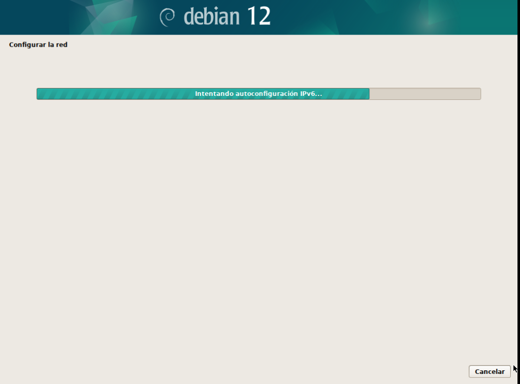 Configuración automática de red del instalador de Debian 12 en modo gráfico