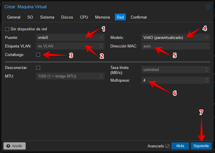 Network View of Virtual Machine Creation Wizard in Proxmox VE