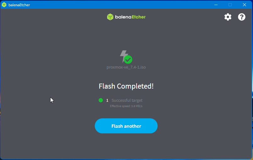 Balena Etcher: Flash complete!