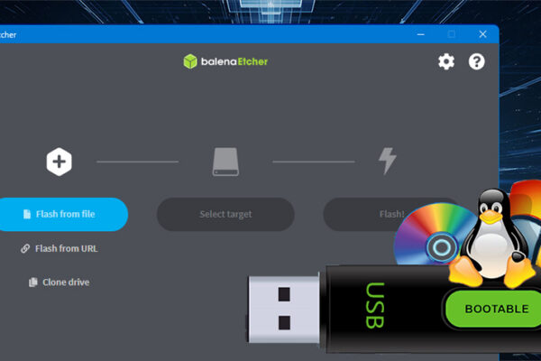 balenaEtcher for creating a bootable USB drive from an ISO or IMG image
