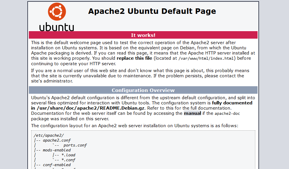 Página por defecto del Apache2