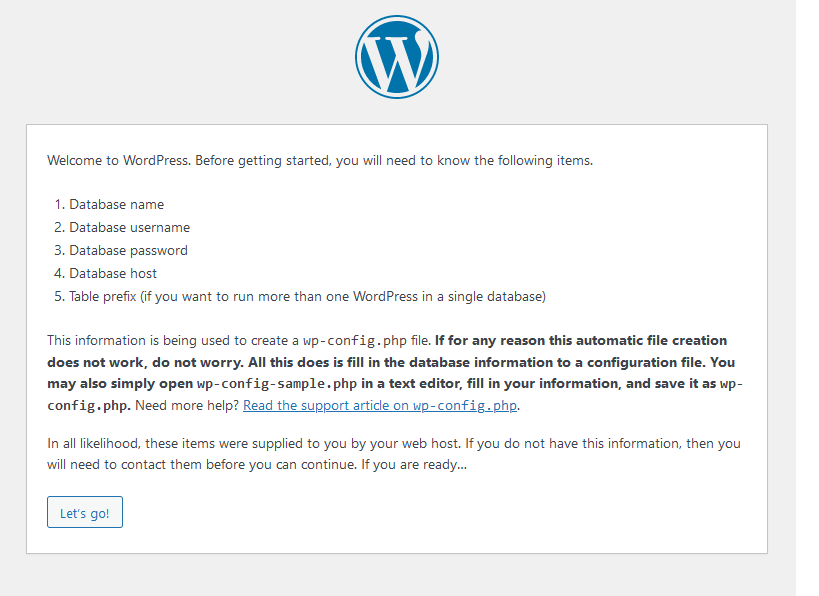 WordPress Installation Screen 2