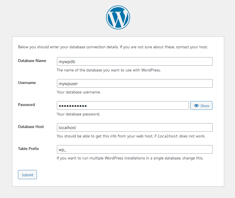 WordPress Installation Screen 3