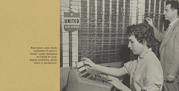 El primer sistema automatizado de reservas de United Airlines UNISEL